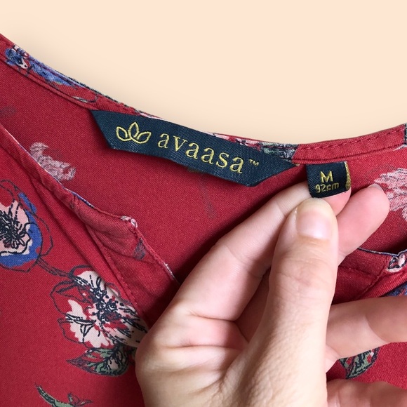 Avaasa Floral Kurta Tunic Top Roll Sleeves Long Length Shirt Slit Sides Women M - Picture 6 of 13